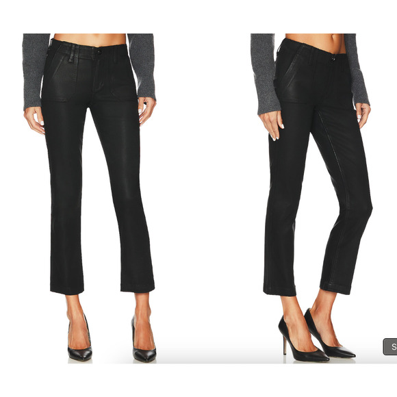 PAIGE Mayslie Straight Ankle in Black Fog Luxe Coating Size 30